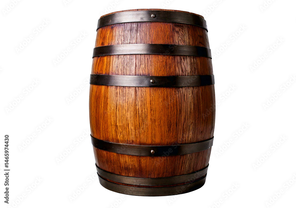 Obraz premium Authentic wooden barrel isolated on transparent or white background
