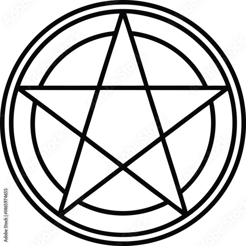Minimalist Black Pentagram Star in Circle Spooky Halloween Design