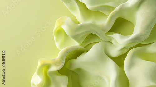 Abstract pale lime green fabric folds