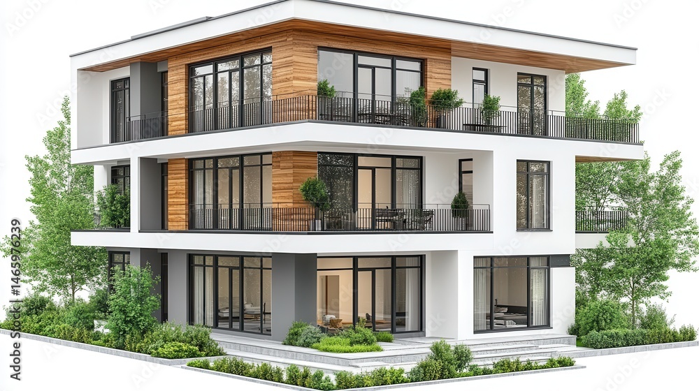 Fototapeta premium Modern architecture beautiful family house exterior design with 