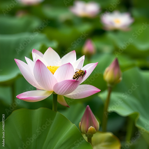 bee lingering on the lotus