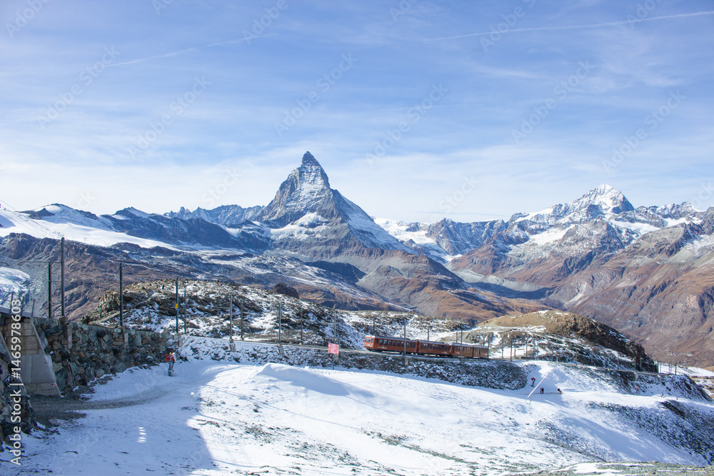 Fototapeta premium Beautiful landscape at Gornergrat, Zermatt, Switzerland. Looking to Matterhorn from Gornergrat.