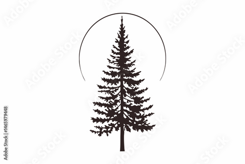 Silhouette of a Spruce Tree Against a Subtle Backdrop Showcasing Natural Beauty in Early Morning Light Generative AI