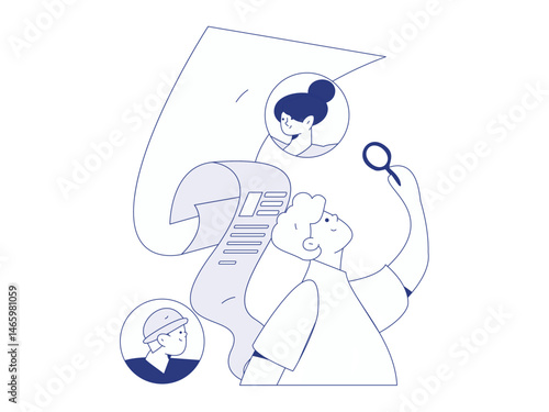 Personnel doing job interview flat vector concept operation hand drawn illustration
