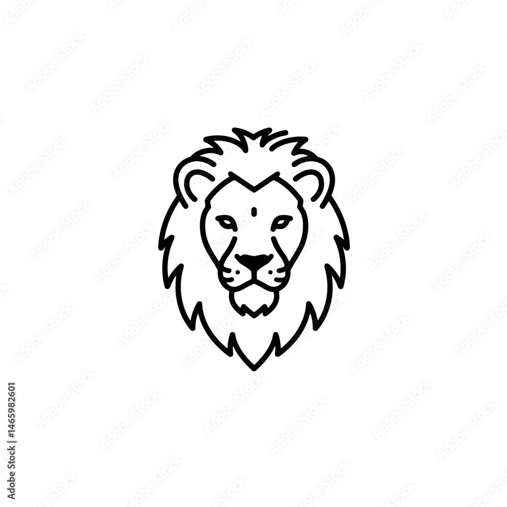 Lion Head Minimalist Line Art Icon Lion Head Minimalist Line Art Icon