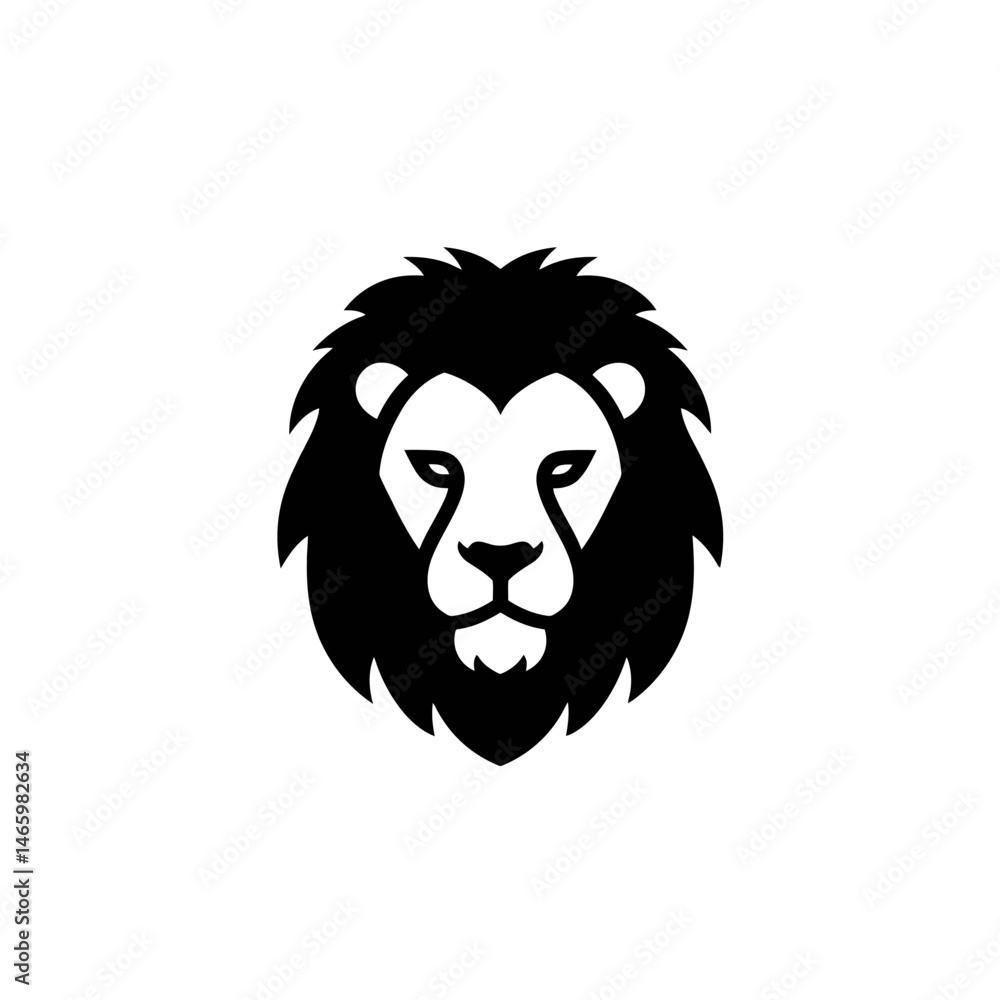 Fototapeta premium Majestic Lion Head: Bold Black and White Icon