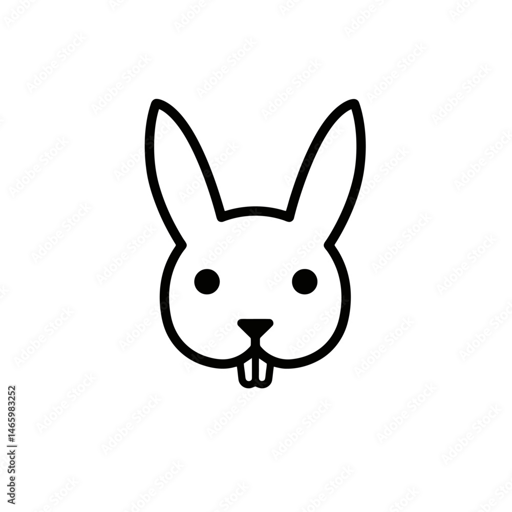 Obraz premium Minimalist Rabbit Icon: Easter Bunny Vector Illustration