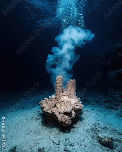 Underwater fumarole vents gas into the deep ocean.