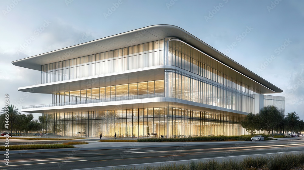 Obraz premium Modern office architecture glass building exterior showcasing in
