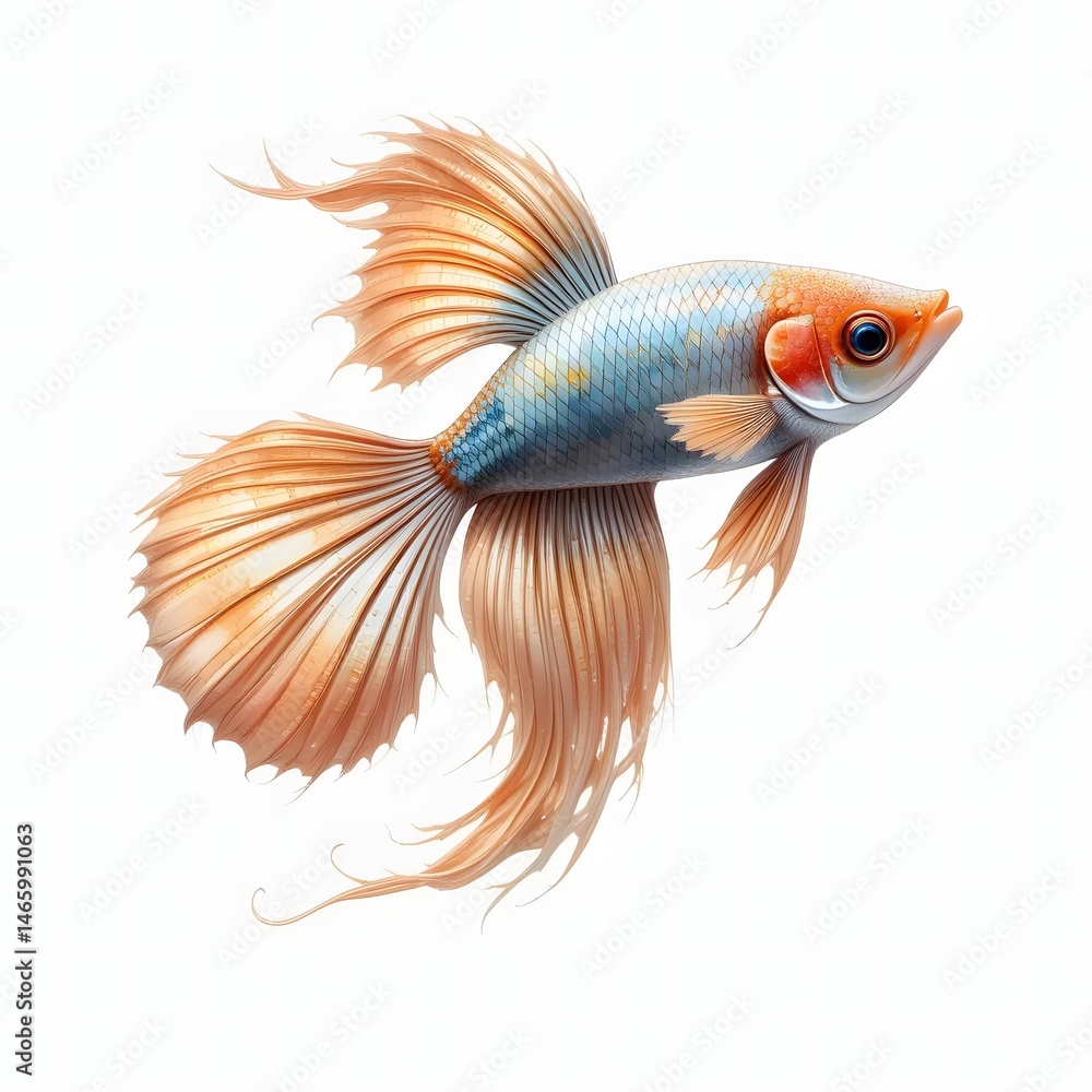 Fototapeta premium Swimming Betta Fish with Flowing Tail