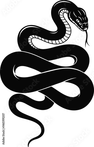 Wallpaper Mural Snake Coiled Tongue Out Silhouette Vector Torontodigital.ca
