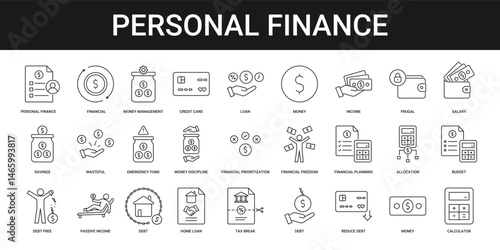 Personal Finance Icon Set Collection