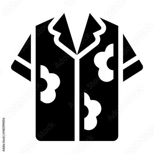 aloha shirt glyph icon with floral tropical pattern