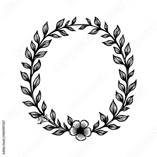 Elegant floral wreath illustration offering diverse design incorporation potentials