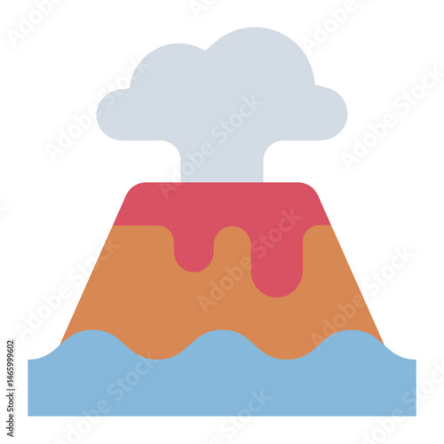 volcano flat icon active mountain eruption