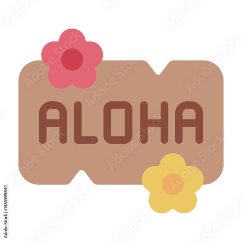 greeting board aloha flat icon for hawaii vacation