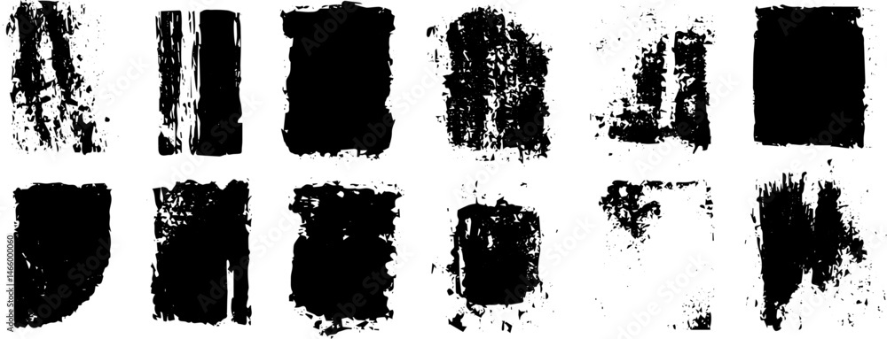 Grunge Rectangle Texture Set, Distressed Black Ink Blocks for Vintage Overlays and Abstract Art Grunge Rectangle Texture Set, Distressed Black Ink Blocks for Vintage Overlays and Abstract Art