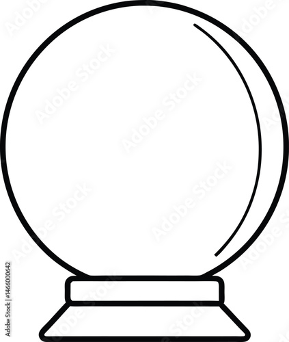 Minimalist Halloween Crystal Ball Line Art on Stand