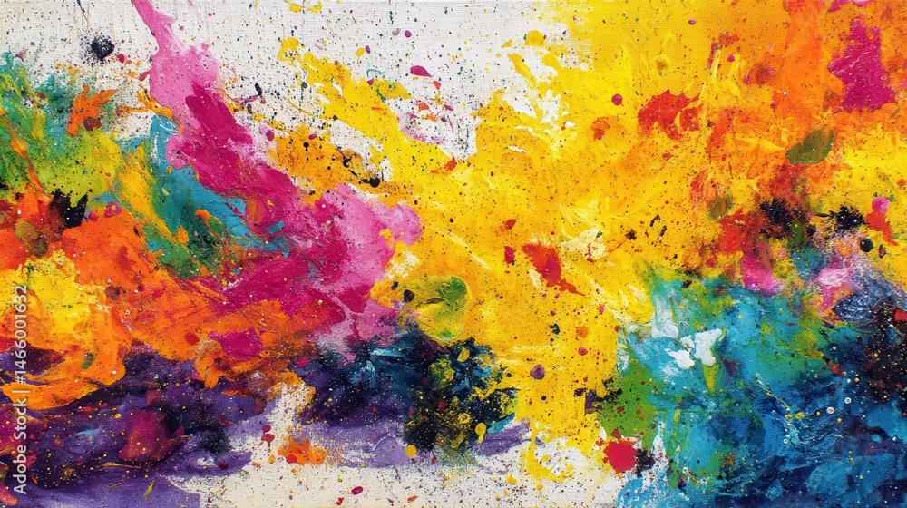 Fototapeta premium Vibrant Abstract Art with Splashes of Colorful Paint in a Dynamic Composition for Creative Design Projects and Modern Home Decor