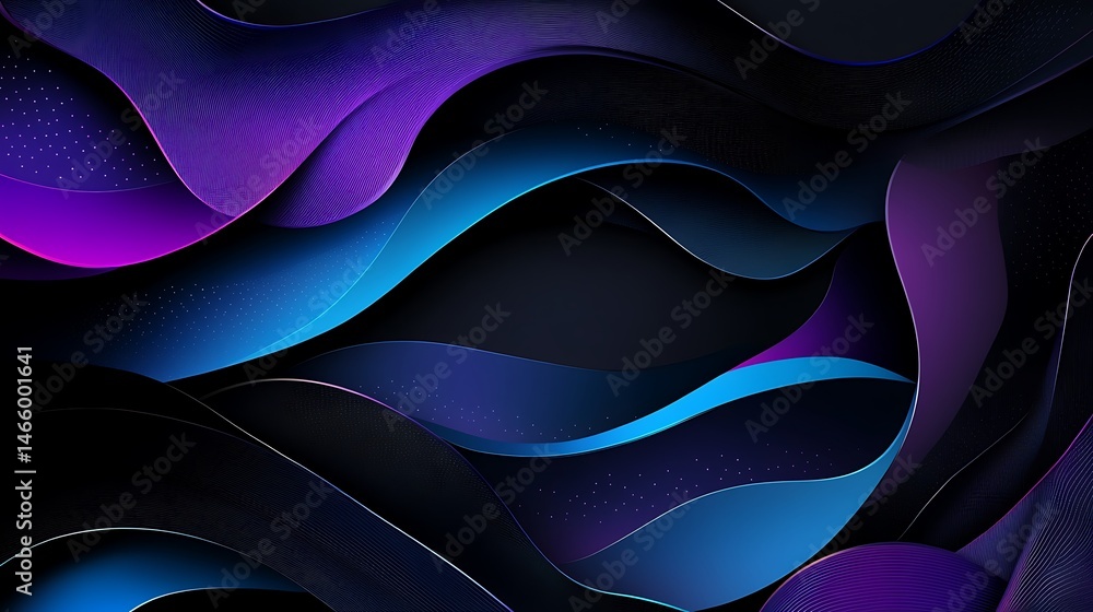 Fototapeta premium Abstract wavy shapes in dark hues