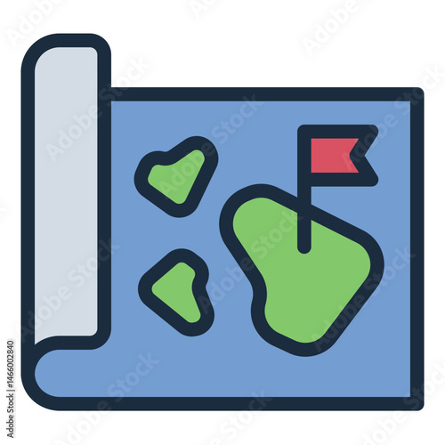 hawaii travel map filled line icon for vacation navigation