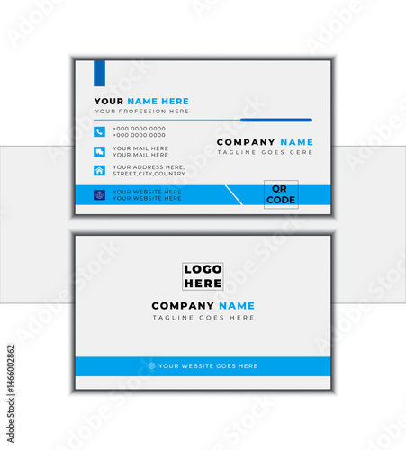 Modern and simple business card design with blue & white color 
