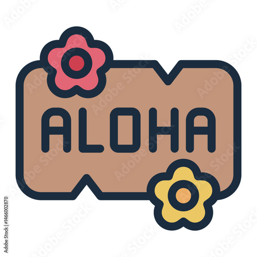 greeting board aloha filled line icon for hawaii vacation
