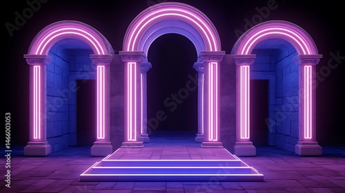 Ancient archway with neon glow (1)