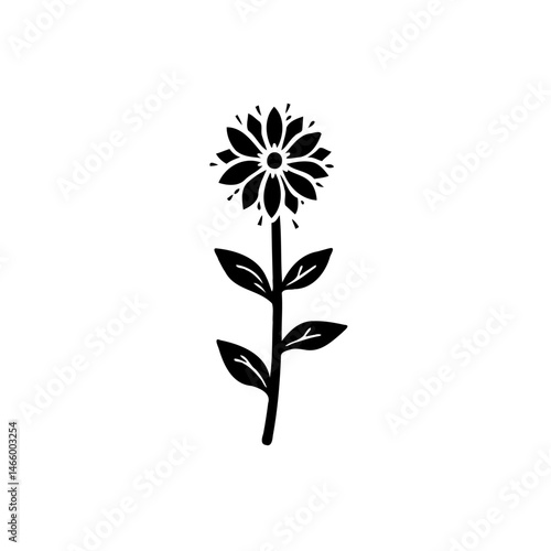 Elegant floral blossom silhouette, minimalist botanical design for graphic applications