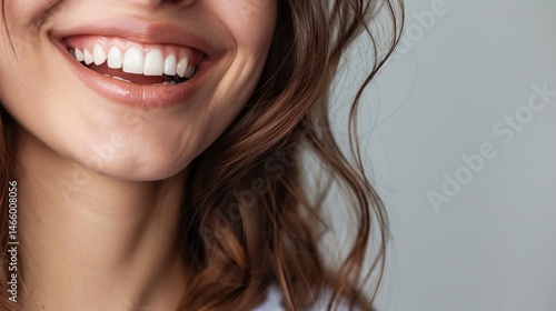 closeup happy woman smiling with her white teeth