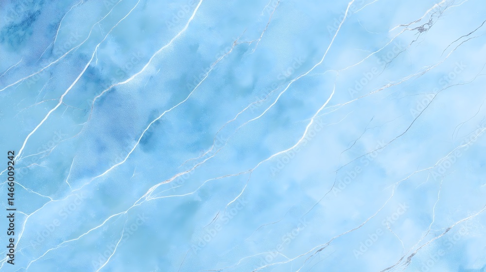 Fototapeta premium Light Sky Blue Marble Texture with Silver Veins High-Resolution Background Image