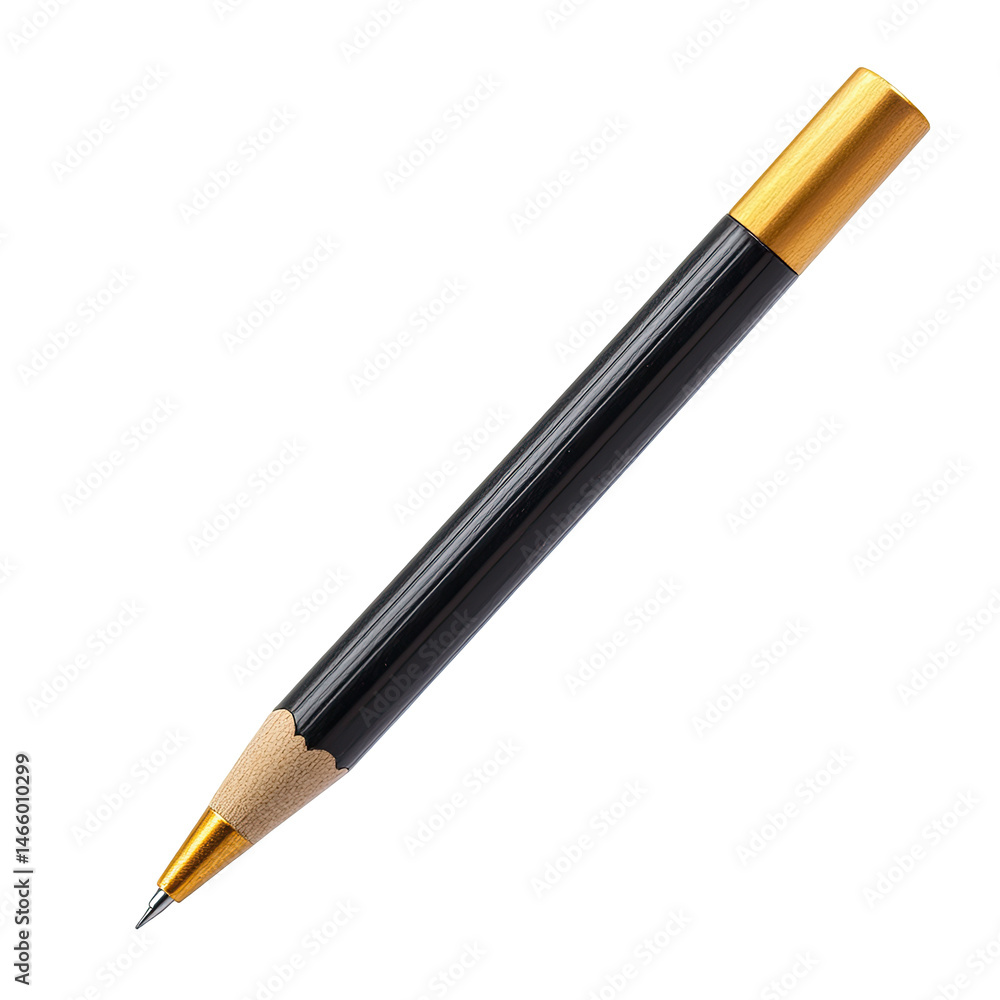 Naklejka premium Black pencil with gold cap