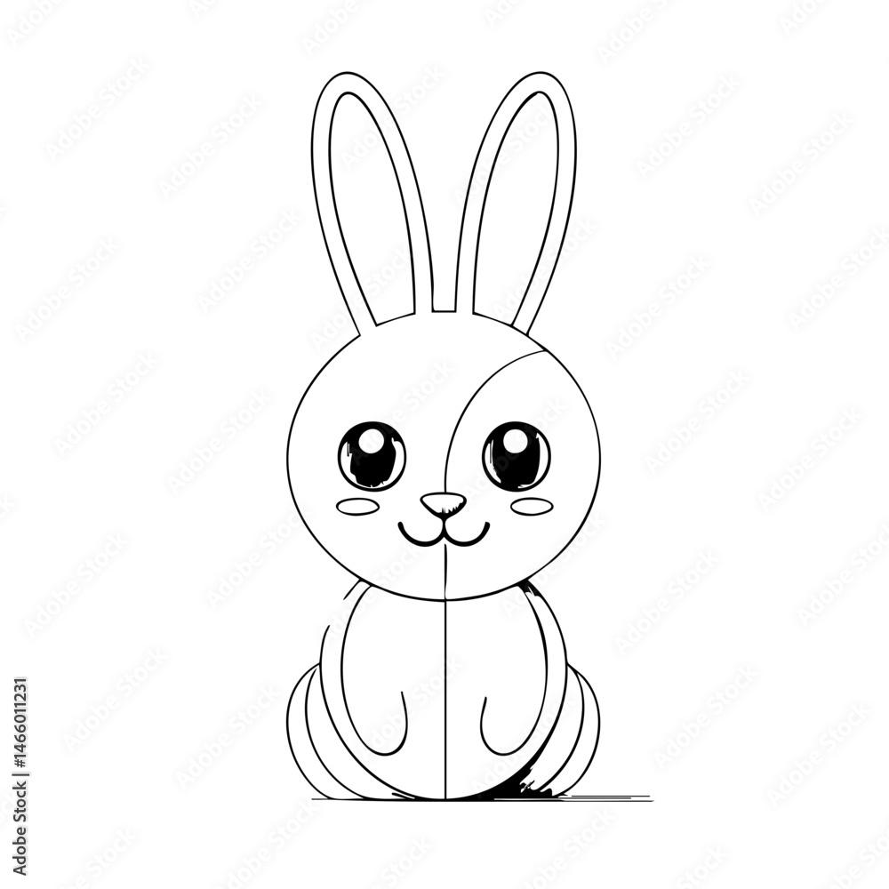 Cute Bunny Line Drawing – Minimalist Black and White Rabbit Illustration Cute Bunny Line Drawing – Minimalist Black and White Rabbit Illustration