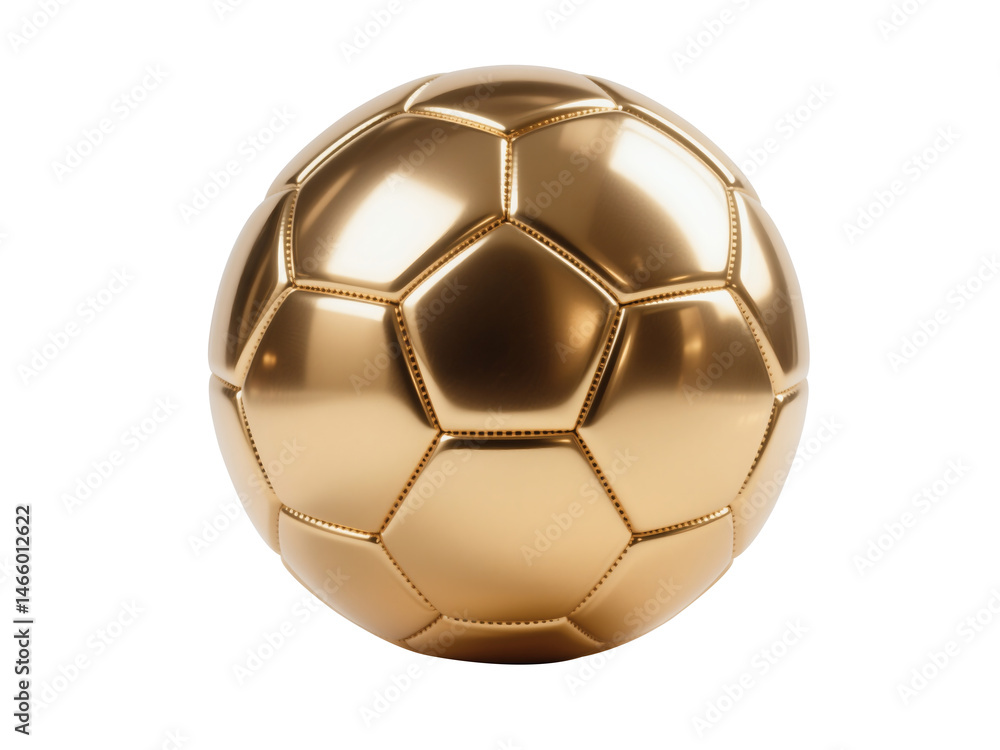 Naklejka premium Golden Soccer Ball Metallic Texture isolated on Transparent background