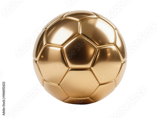 Golden Soccer Ball Metallic Texture isolated on Transparent background