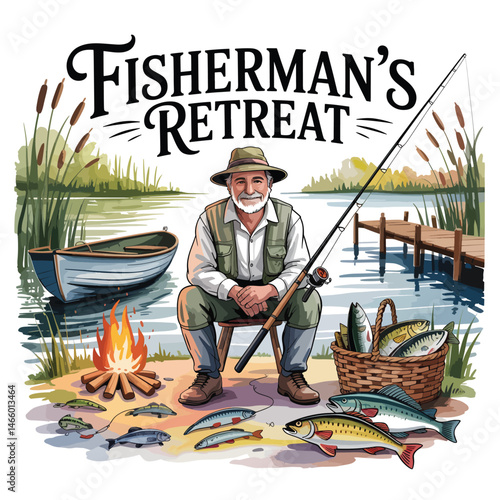 Happy Fisherman at Lakeside Retreat with Fresh Catch