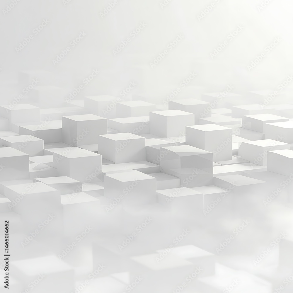 Fototapeta premium Abstract White Cubes, Soft Light, 3D Render