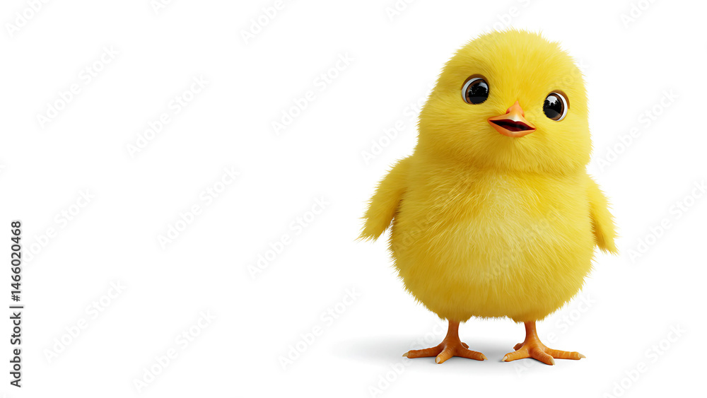 An ultra-detailed, adorable cartoon baby chick centered on a pure white background.- 12 An ultra-detailed, adorable cartoon baby chick centered on a pure white background.- 12