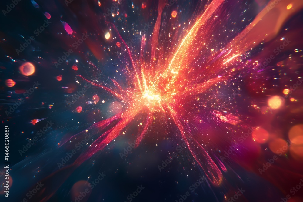 Fototapeta premium Abstract Red And Gold Light Burst Explosion