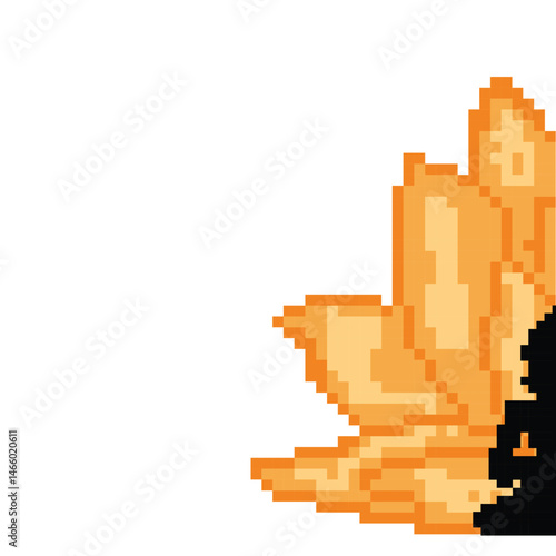 Vesak Day with flower in back, pixel art, orange black style, eps 10 illustration.
