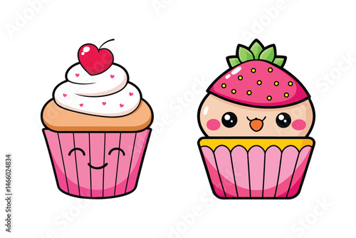  cute cupcake colorful Vector