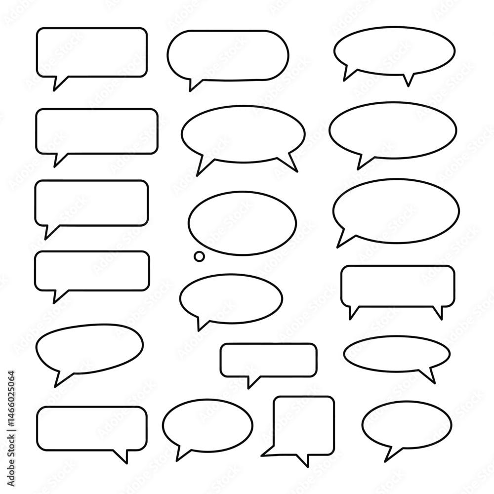 Obraz premium Set of Empty Speech and Thought Bubbles - Vector Illustration
