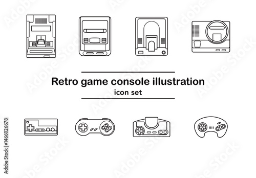 レトロゲーム機とコントローラーのアイコンセット｜ファミコン スーパーファミコン メガドライブ PCエンジン