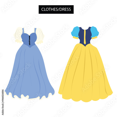 modern casual dress vector set. Fashion female shirt and dress and skirt illustration.