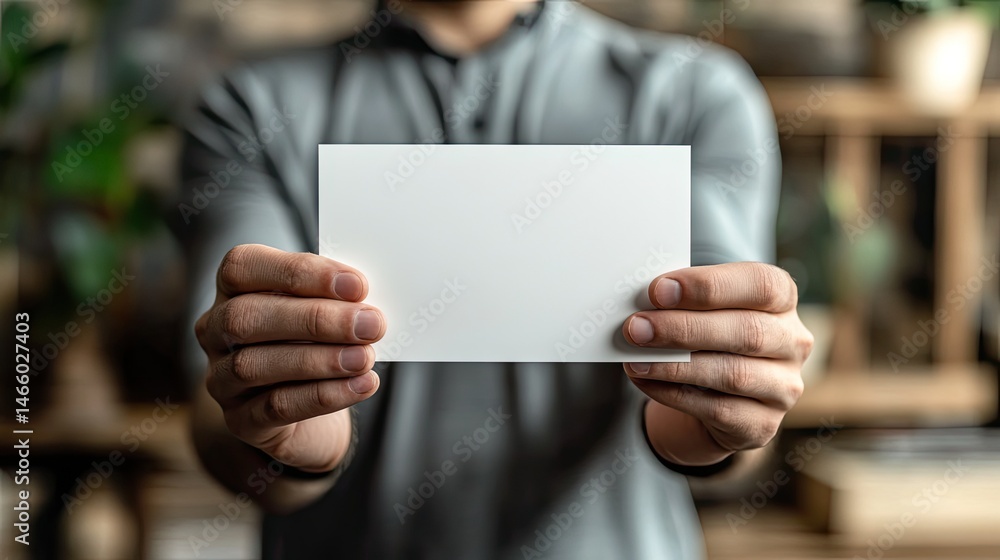 A6 flyer, postcard, or invitation mock-up including blank flyers in male hands A6 flyer, postcard, or invitation mock-up including blank flyers in male hands