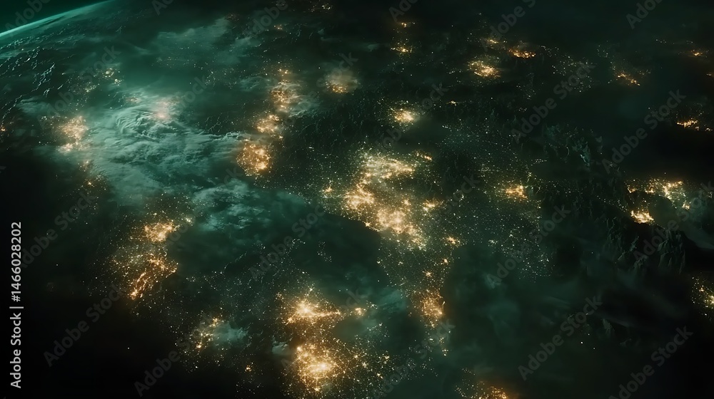 Fototapeta premium Earth at night, city lights