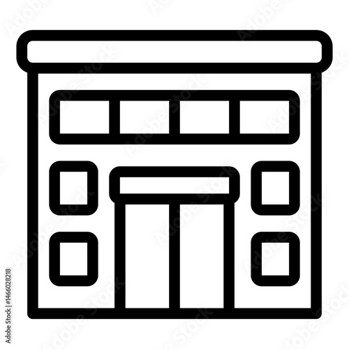 building front outline icon for accommodation hotel stay