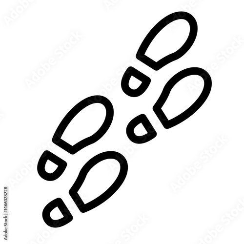 trail mark outline icon with travel footstep direction