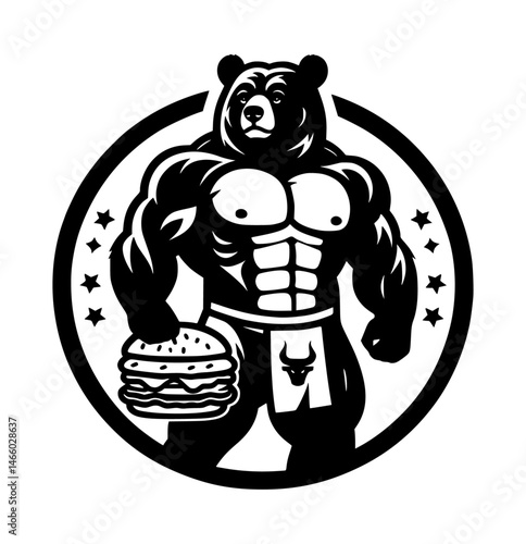 bear with a bodybuilder and Barger on hand 