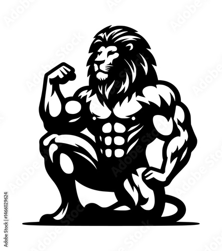 Lion head human body vector 